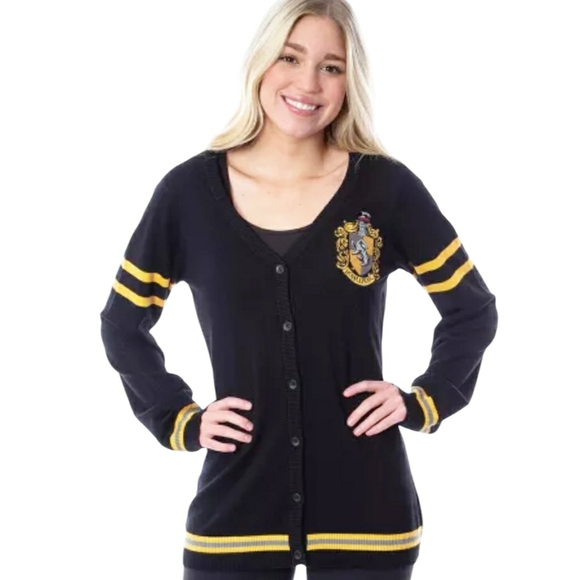 Bioworld Sweaters - Harry Potter Cardigan Black Graphic Womens 3XL Open Front Plus Size  Sweater